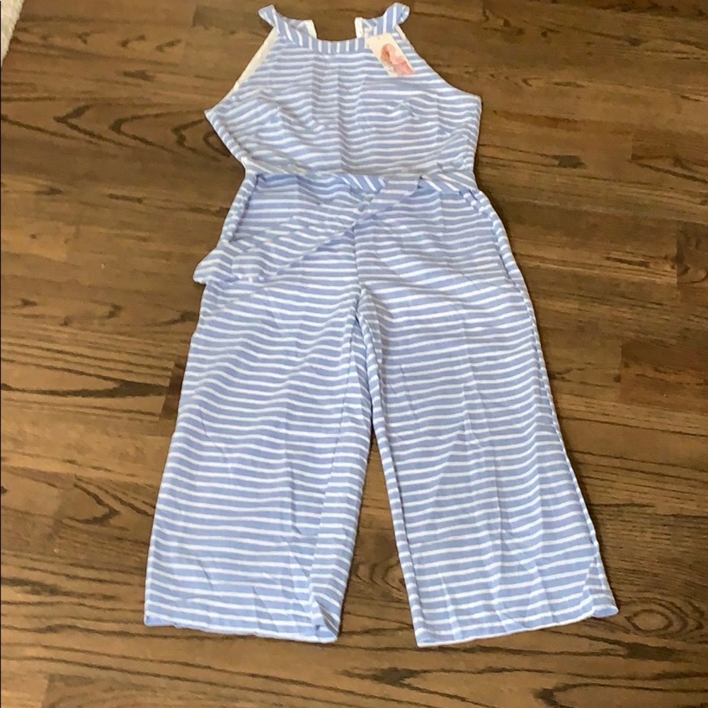 Size M blue and white stripe romper